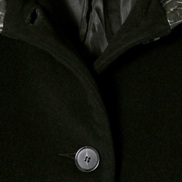 Mackage Wool Cashmere Leather Trim Long Trench Coat Black Womens S Dark Academia - Picture 5 of 10